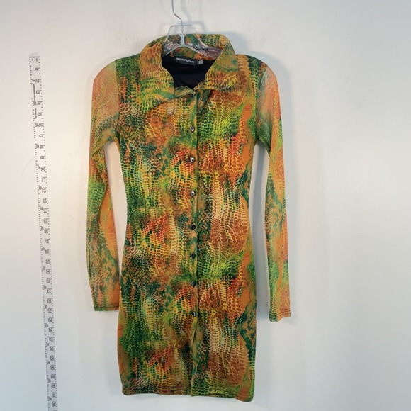 Pretty Little Thing Multicolor Snake Print Pencil Dress - Size 0 - Picture 1 of 6